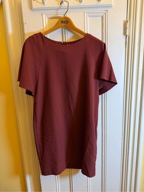 Marisa & Marie Italy Women’s Small Burgundy Flutter Sleeve Shift Dress Midi